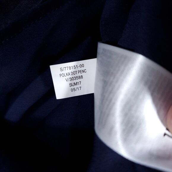 Banana Republic Polka Dot Pencil Skirt Size 6P Petite Navy Blue Linen Blend - Picture 6 of 8